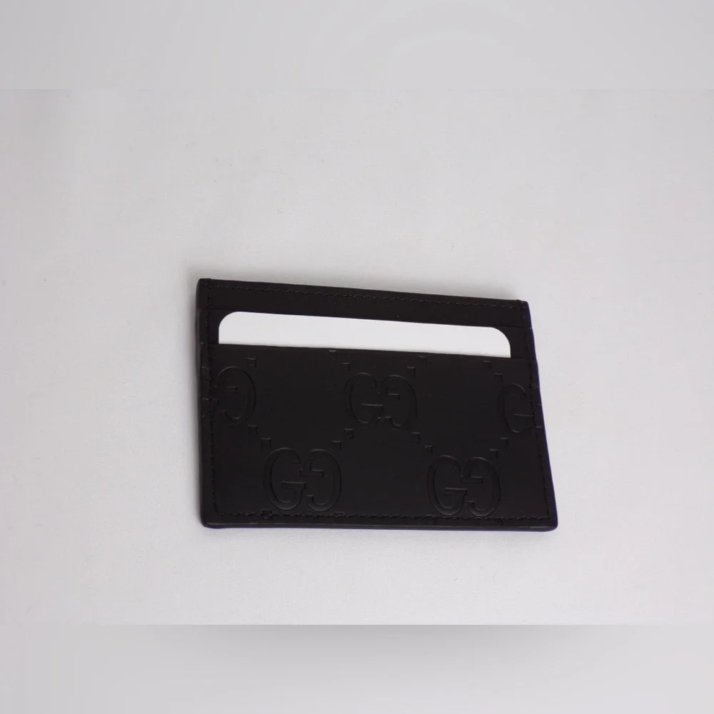 Gucci Rubber Effect Black GG Card Case Holder